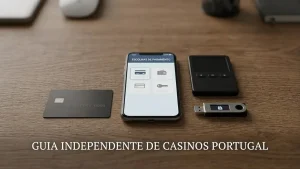 Telemóvel com interface abstrata de pagamento ao lado de cartão e carteira digital
